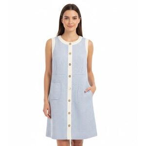 NWT Tommy Hilfiger Womens Sleeveless Houndstooth Dress‎ Button Front Size 14